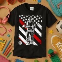 Firefighter Thin Red Line Serve Honor Rescue Kids T-Shirt thumb 3