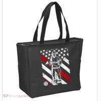 Firefighter Thin Red Line Serve Honor Rescue Tote Bag thumb 2