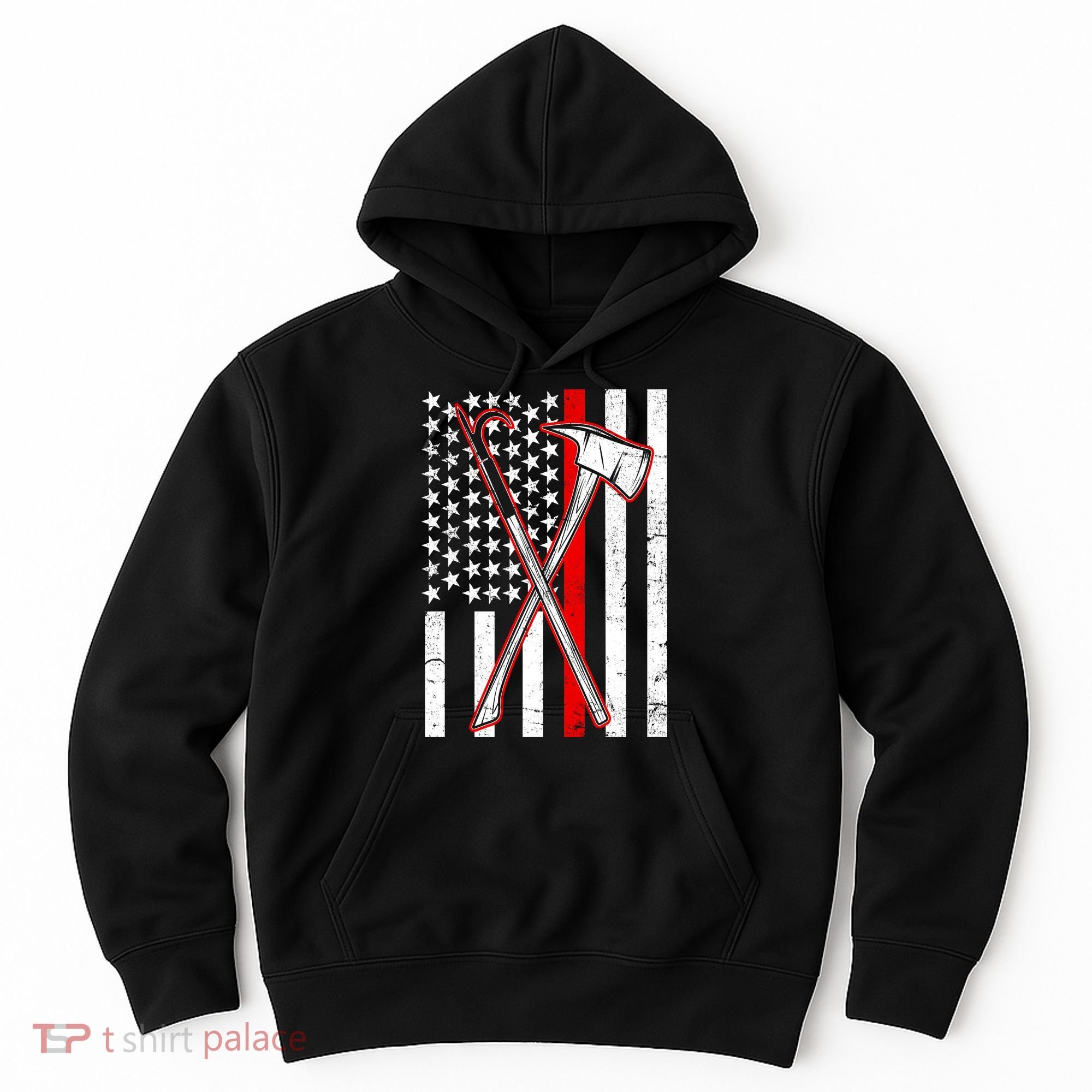 Firefighter US Flag Thin Red Line Hoodie