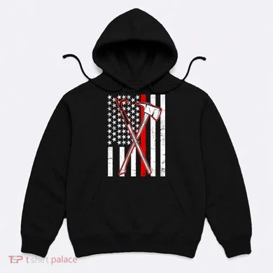 Firefighter US Flag Thin Red Line Hoodie