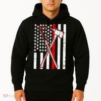 Firefighter US Flag Thin Red Line Hoodie thumb 2
