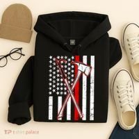 Firefighter US Flag Thin Red Line Hoodie thumb 4