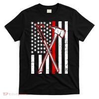 Firefighter US Flag Thin Red Line T-Shirt thumb 0