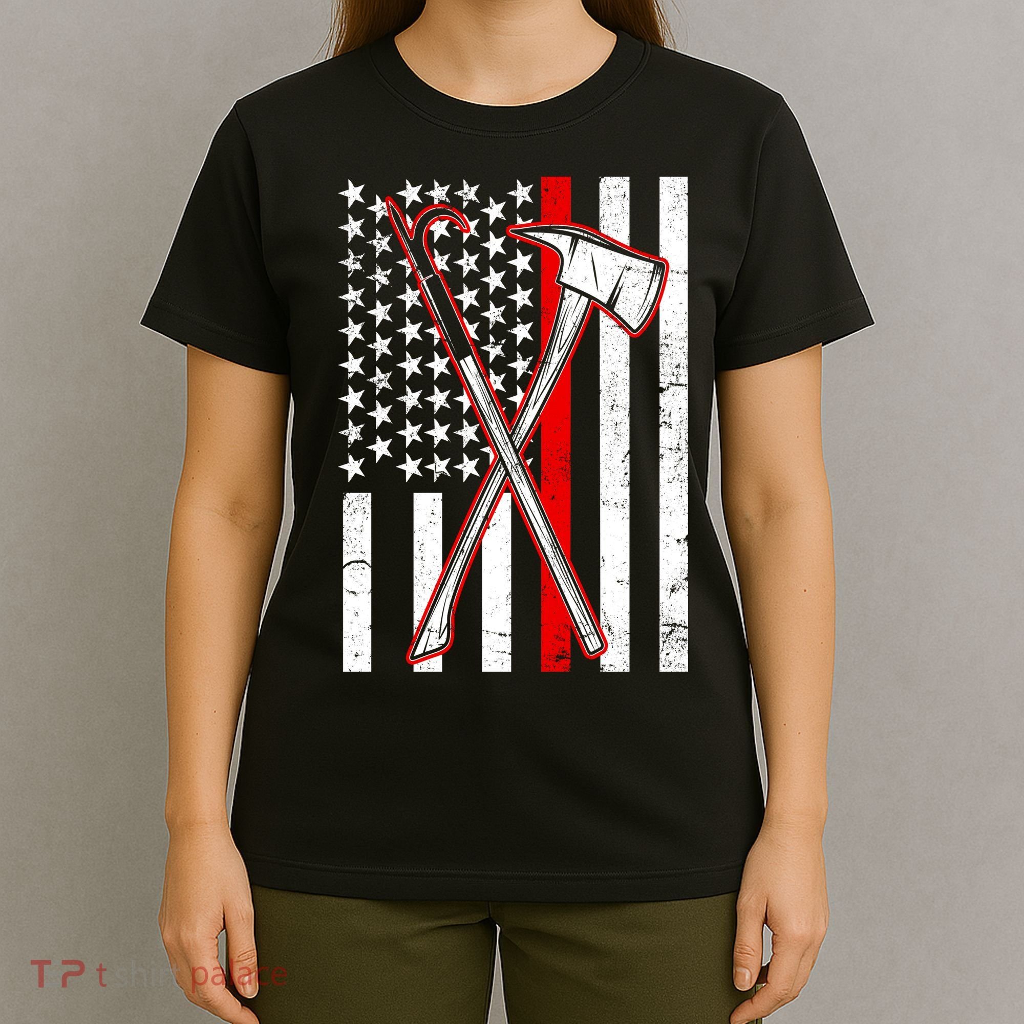 Firefighter US Flag Thin Red Line T-Shirt