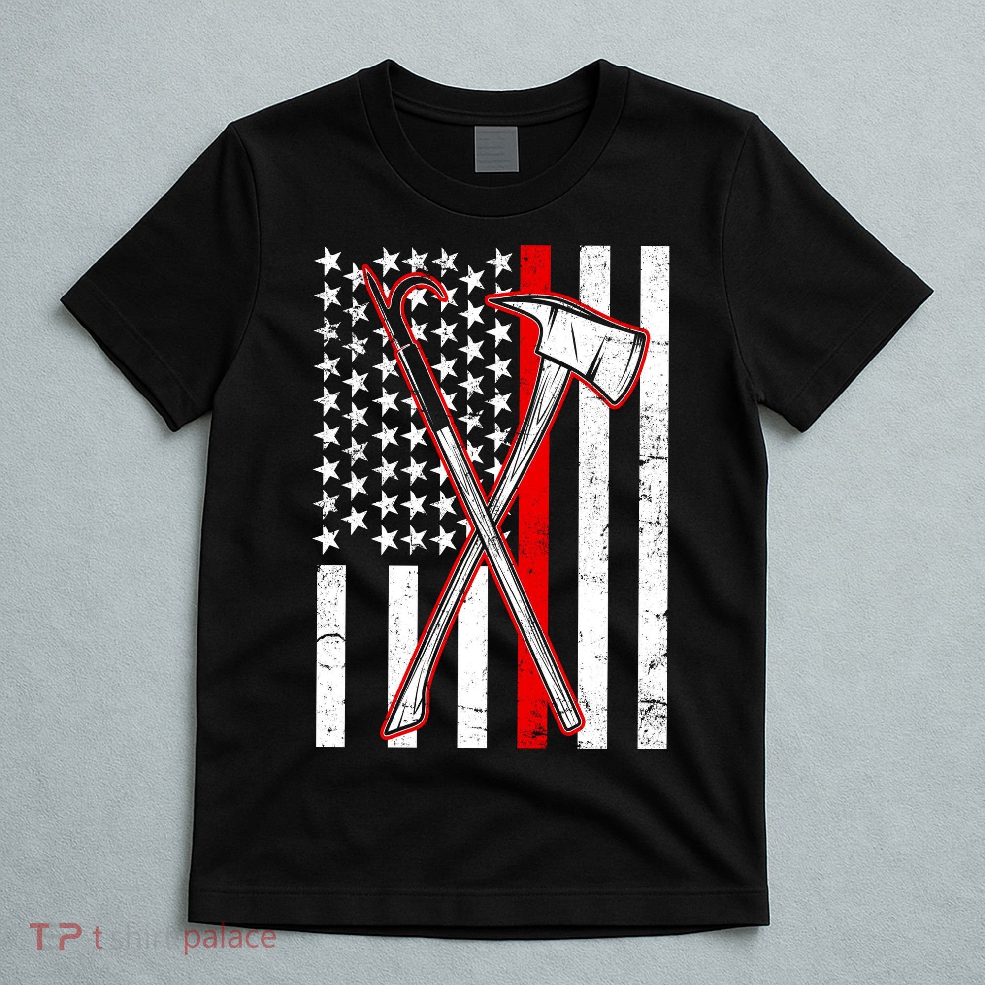 Firefighter US Flag Thin Red Line T-Shirt