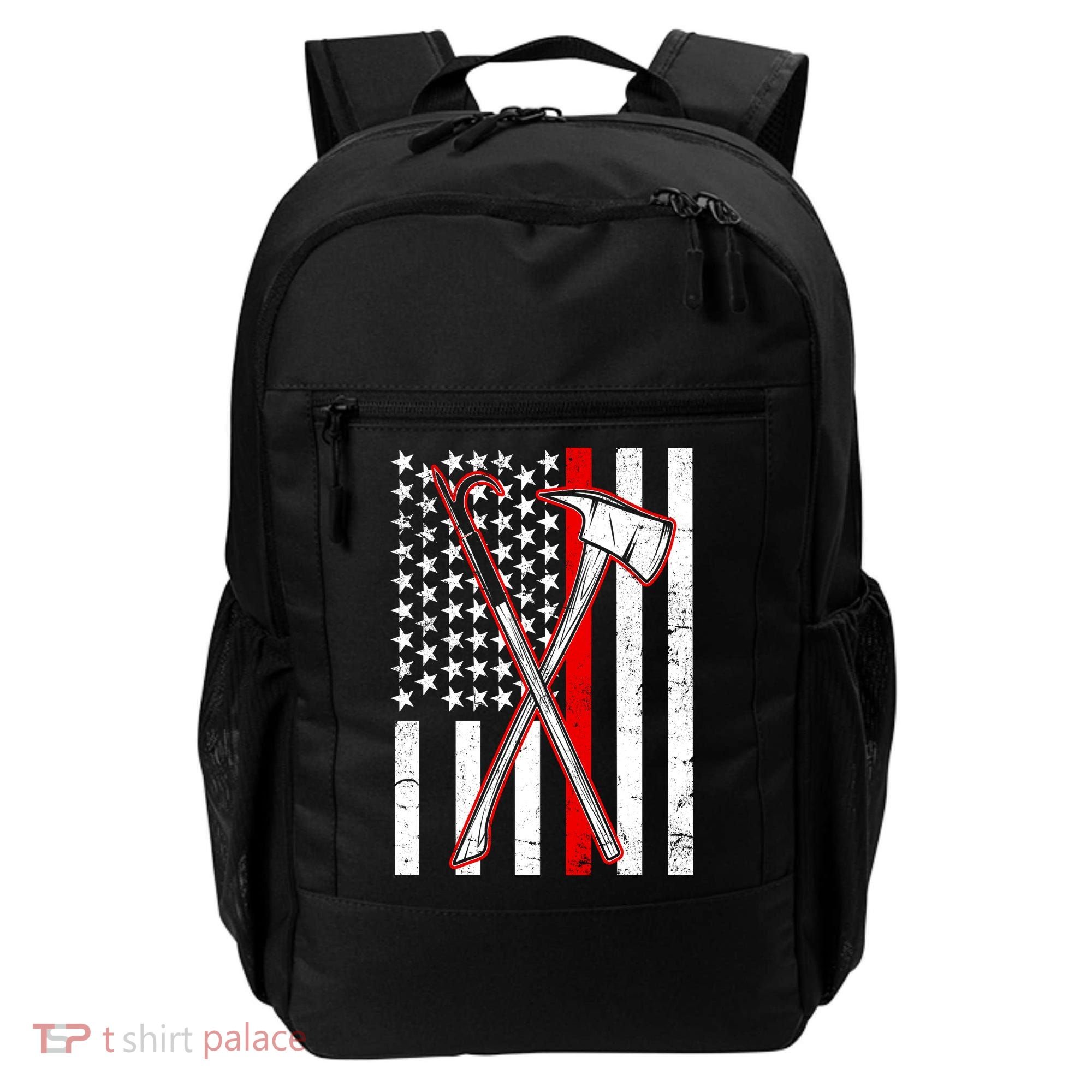 Firefighter US Flag Thin Red Line Backpack
