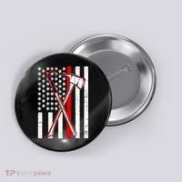 Firefighter US Flag Thin Red Line Button thumb 0