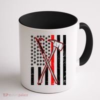 Firefighter US Flag Thin Red Line Coffee Mug thumb 1