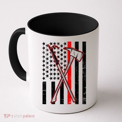 Firefighter US Flag Thin Red Line Coffee Mug