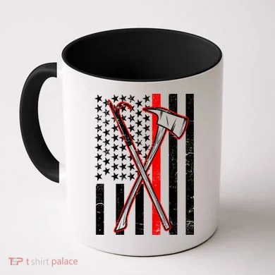 Firefighter US Flag Thin Red Line Coffee Mug