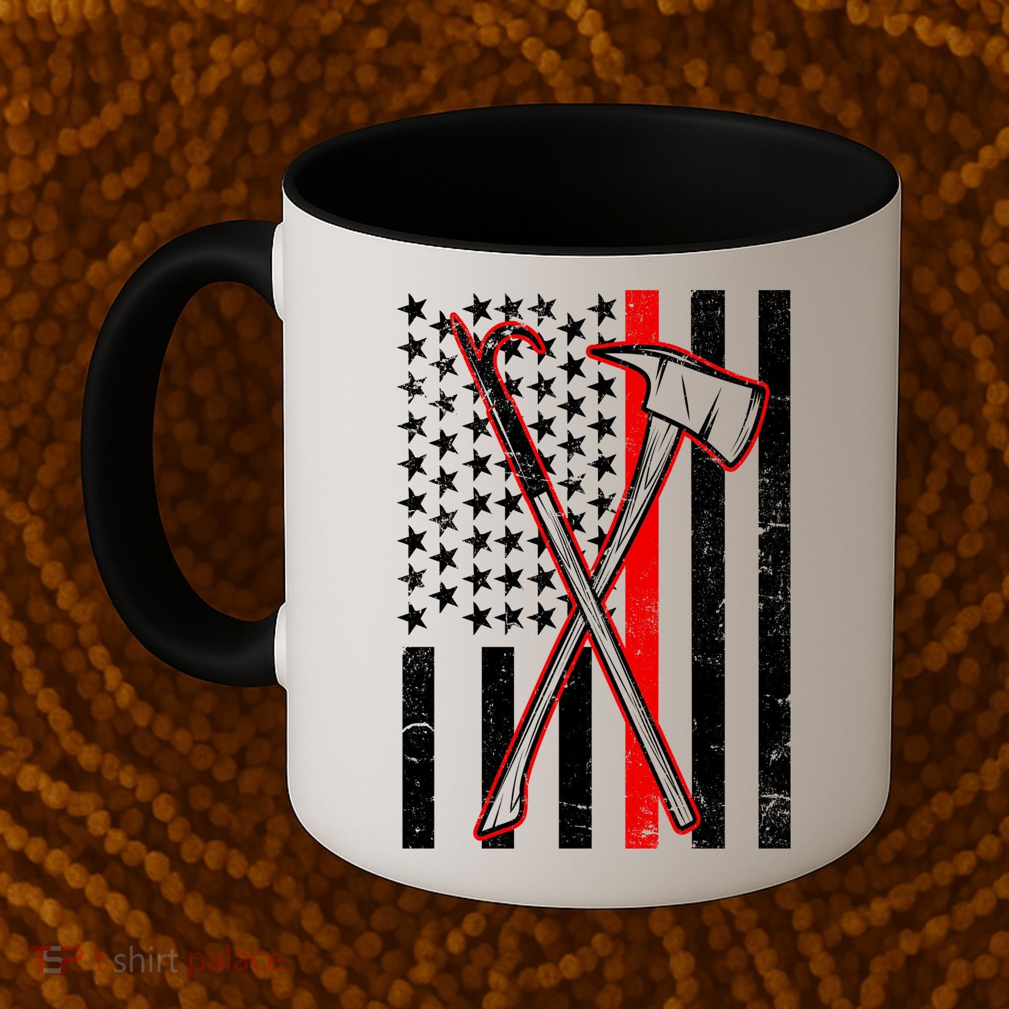 Firefighter US Flag Thin Red Line Coffee Mug