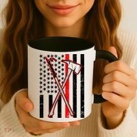 Firefighter US Flag Thin Red Line Coffee Mug thumb 3