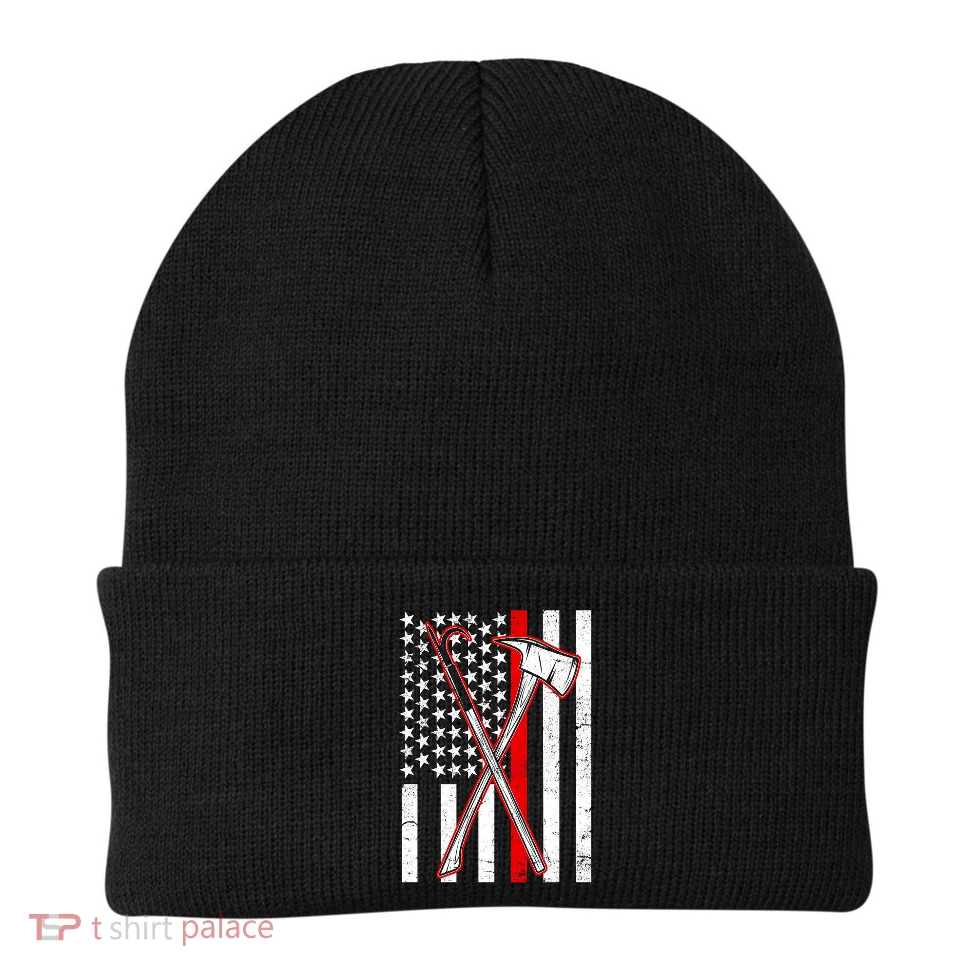 Firefighter US Flag Thin Red Line Beanie
