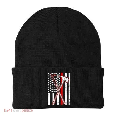 Firefighter US Flag Thin Red Line Beanie