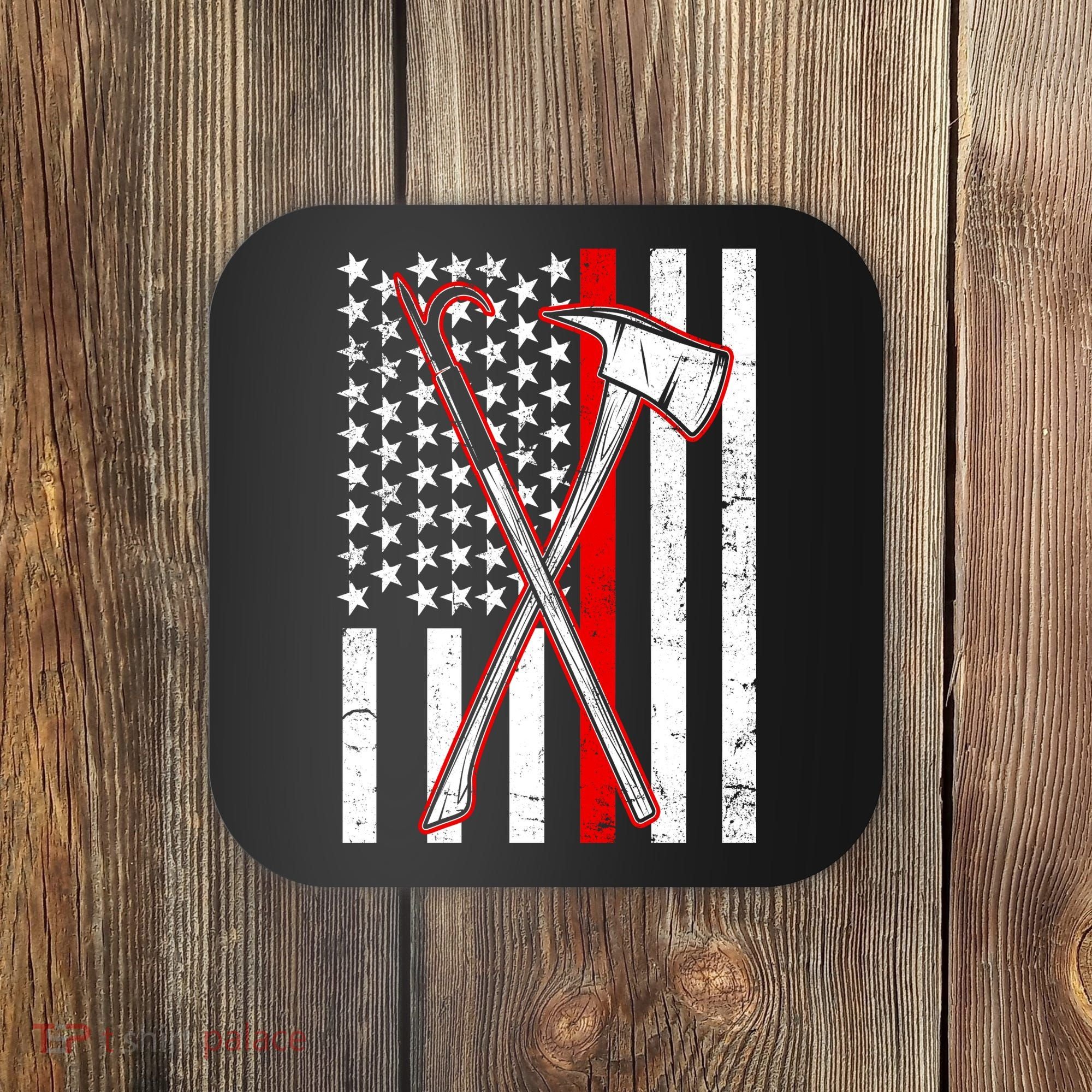 Firefighter US Flag Thin Red Line Coaster