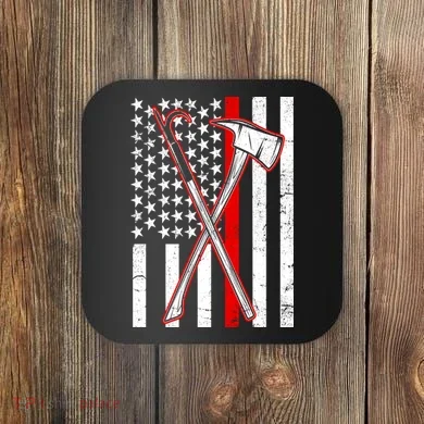 Firefighter US Flag Thin Red Line Coaster