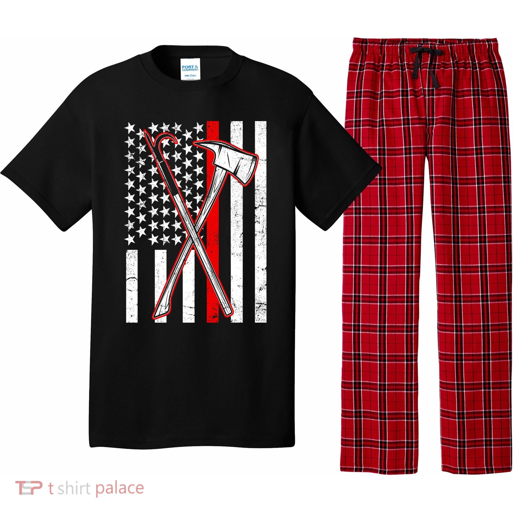 Firefighter US Flag Thin Red Line Pajama Set