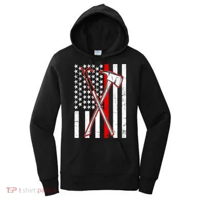 Firefighter US Flag Thin Red Line Women's Hoodie