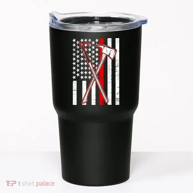 Firefighter US Flag Thin Red Line Tumbler