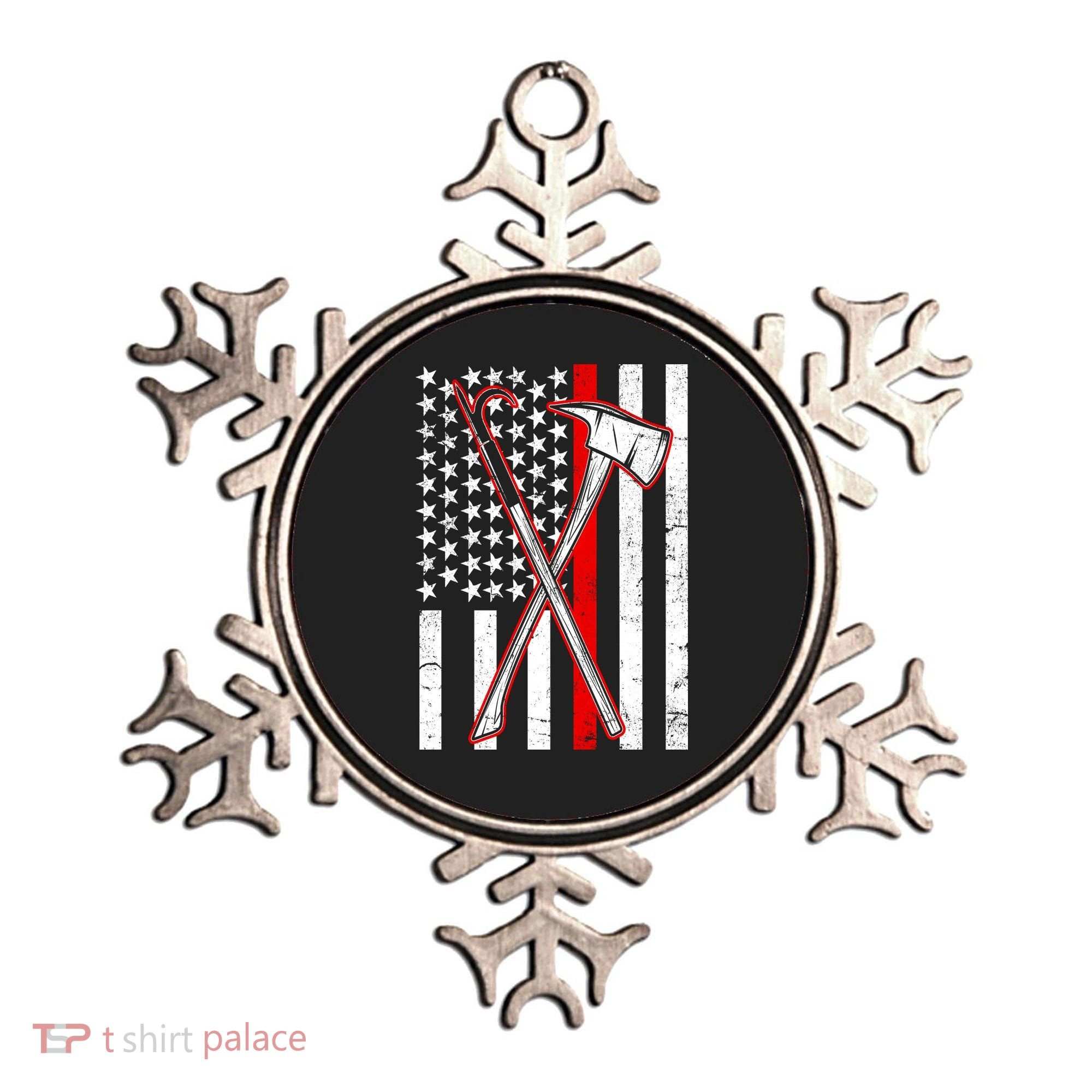 Firefighter US Flag Thin Red Line Ornament