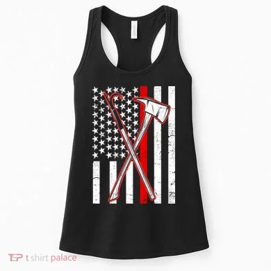 Firefighter US Flag Thin Red Line Women's Tank Top
