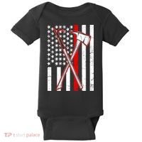 Firefighter US Flag Thin Red Line Baby Bodysuit thumb 0