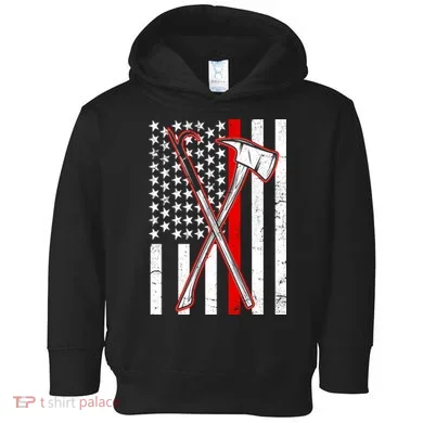 Firefighter US Flag Thin Red Line Toddler Hoodie