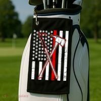 Firefighter US Flag Thin Red Line Golf Towel thumb 2
