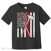 Firefighter US Flag Thin Red Line Toddler T-Shirt thumb 0