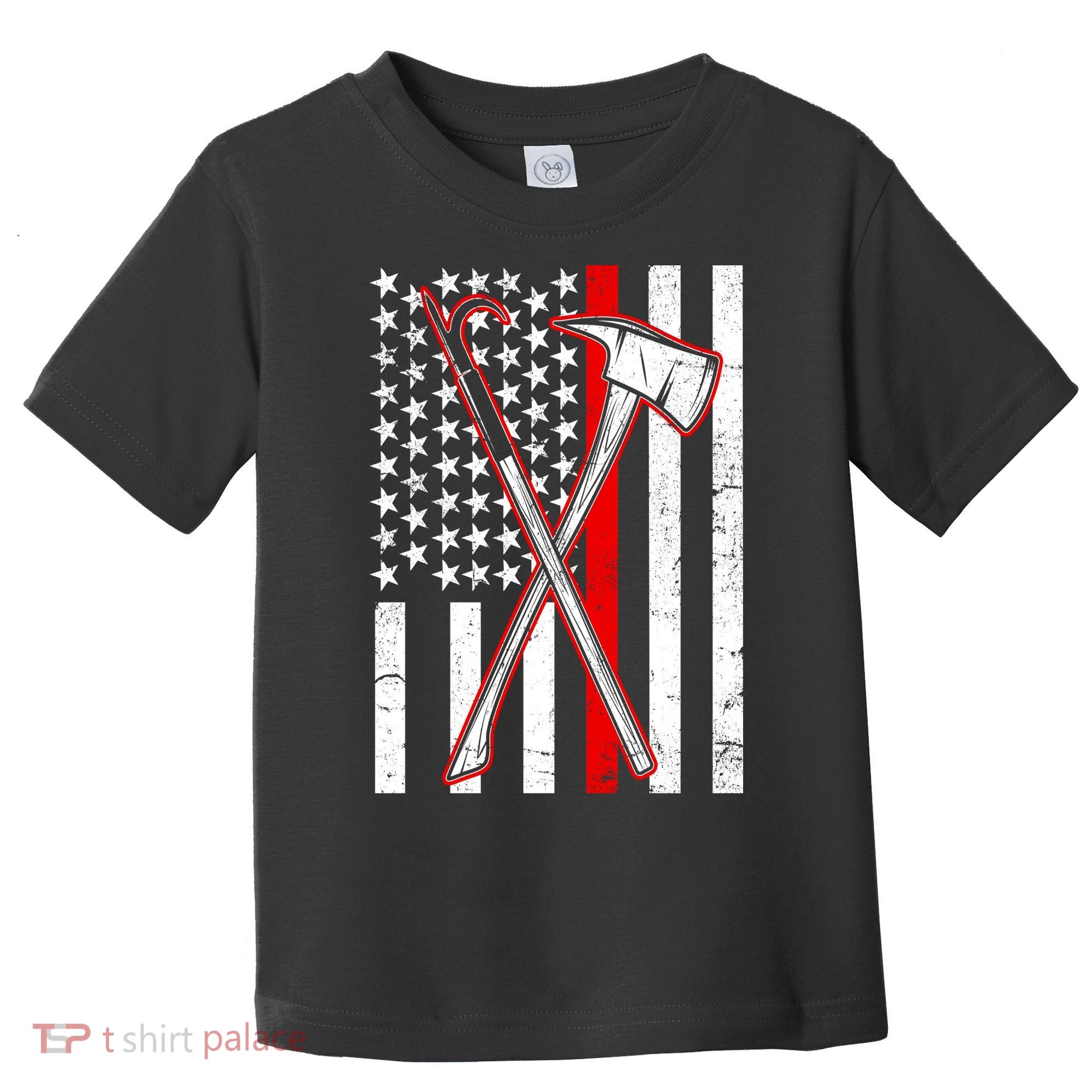 Firefighter US Flag Thin Red Line Toddler T-Shirt