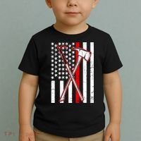 Firefighter US Flag Thin Red Line Toddler T-Shirt thumb 2