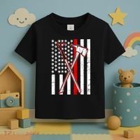 Firefighter US Flag Thin Red Line Toddler T-Shirt thumb 3