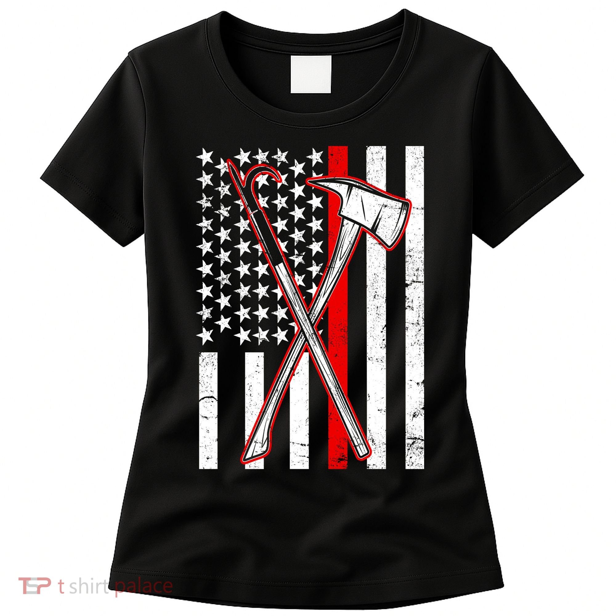 Firefighter US Flag Thin Red Line Women's T-Shirt