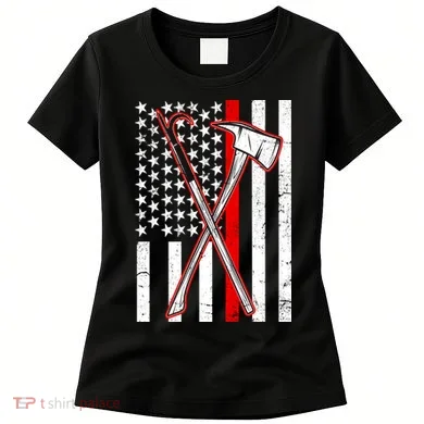 Firefighter US Flag Thin Red Line Women's T-Shirt