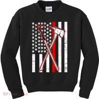 Firefighter US Flag Thin Red Line Kids Sweatshirt thumb 0