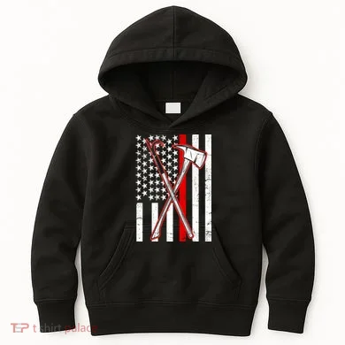 Firefighter US Flag Thin Red Line Kids Hoodie