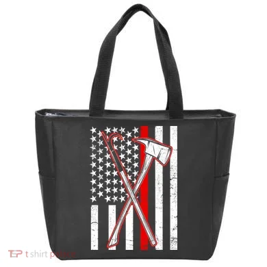Firefighter US Flag Thin Red Line Tote Bag