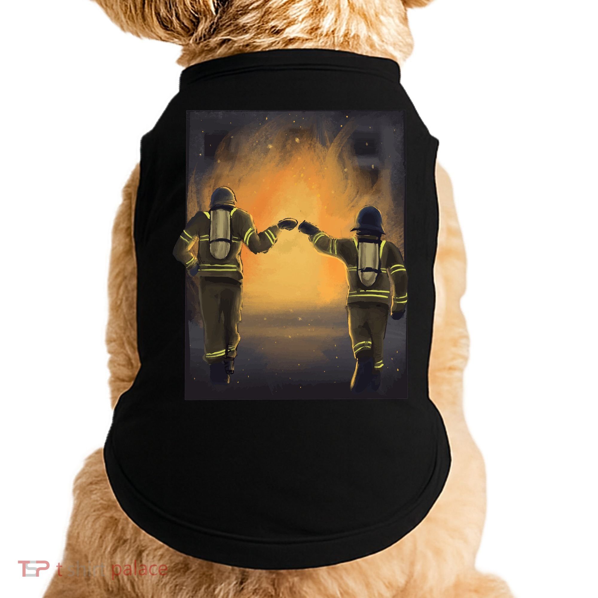 Firefighters Fist Bump  Doggie Tank