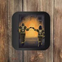 Firefighters Fist Bump  Coaster thumb 0