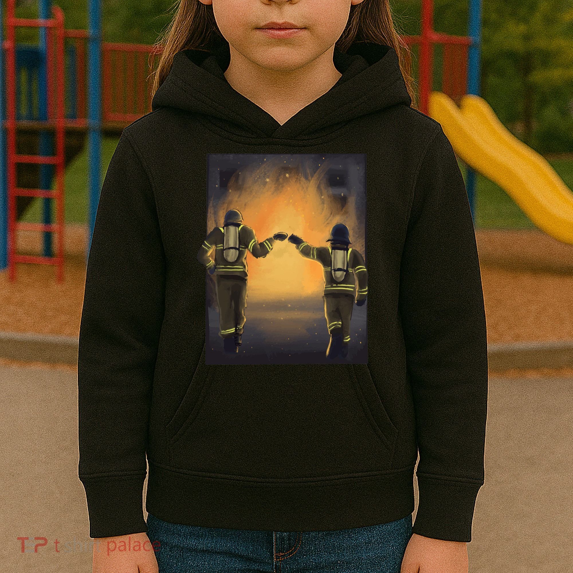 Firefighters Fist Bump  Kids Hoodie