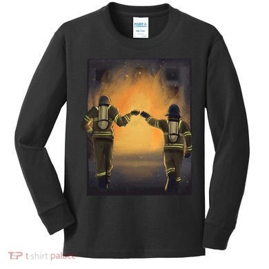 Firefighters Fist Bump  Kids Long Sleeve Shirt
