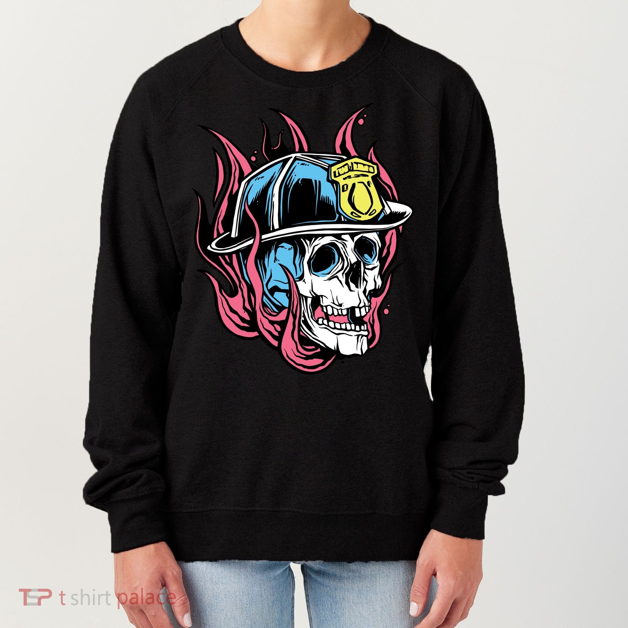 Fireman Skull Flame Women's Sweatshirt
