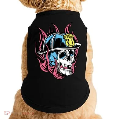 Fireman Skull Flame Doggie Tank