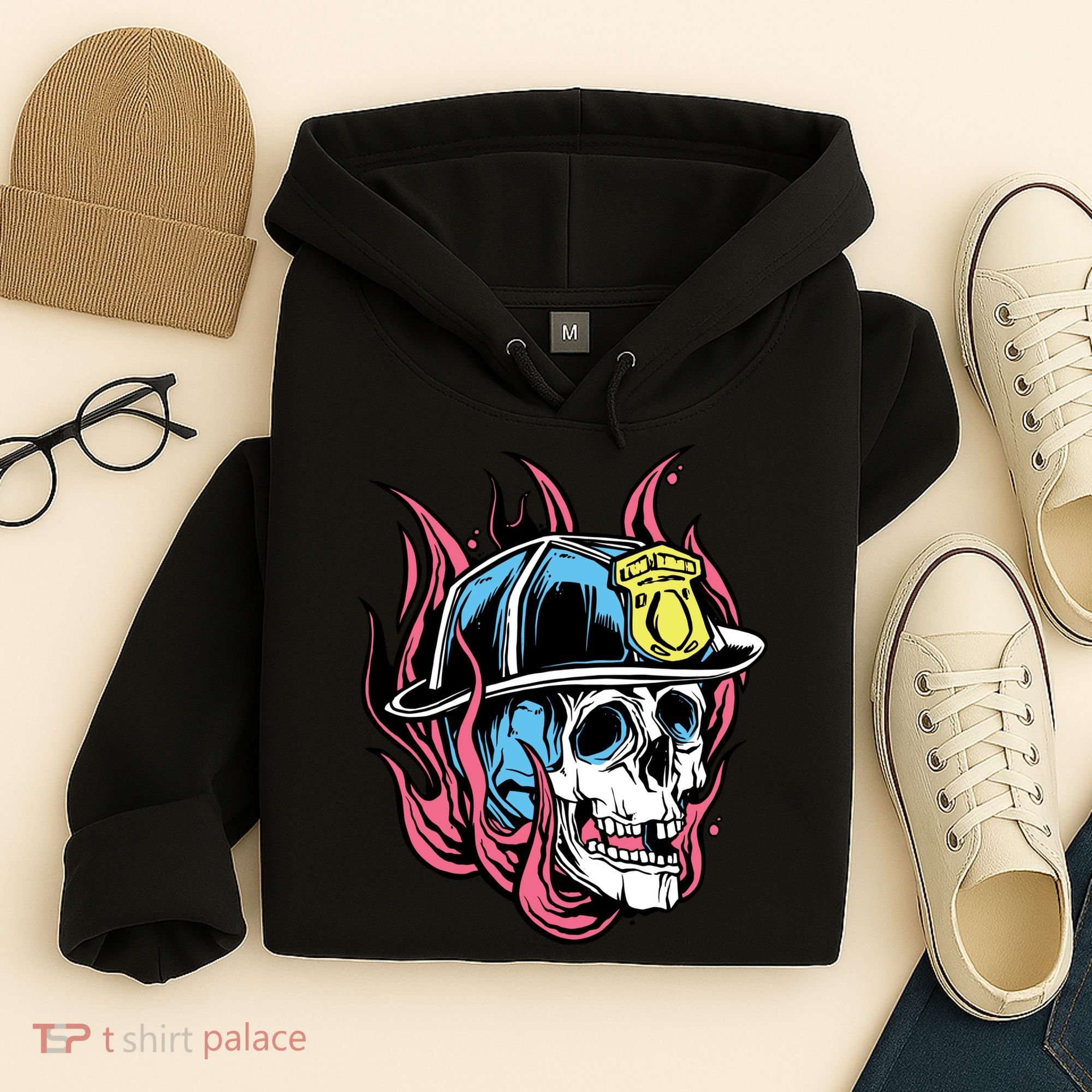 Fireman Skull Flame Hoodie