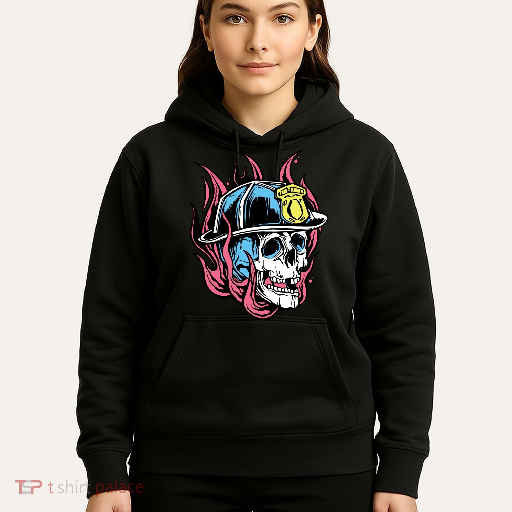 Fireman Skull Flame Hoodie