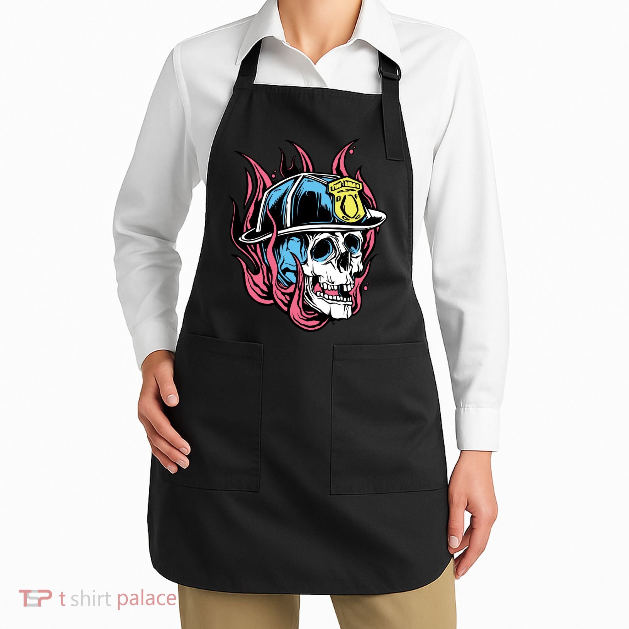Fireman Skull Flame Apron
