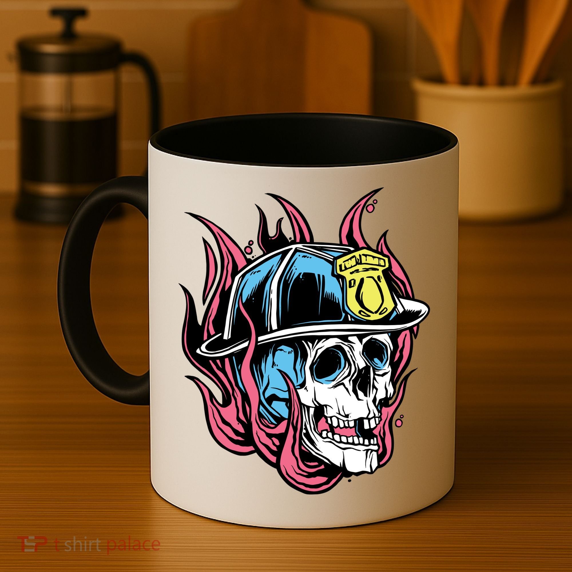 Fireman Skull Flame Coffee Mug