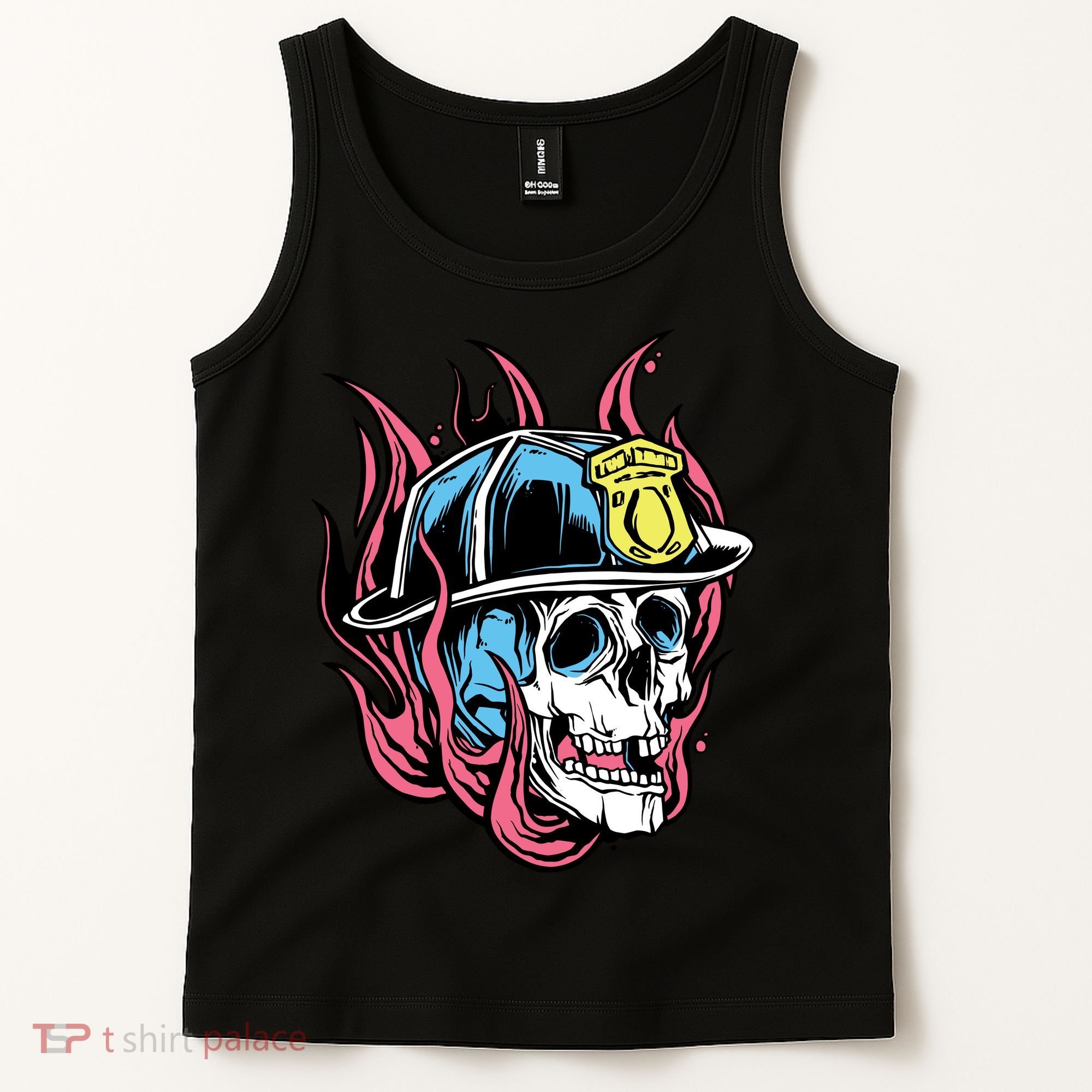 Fireman Skull Flame Tank Top