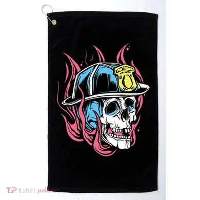 Fireman Skull Flame Golf Towel