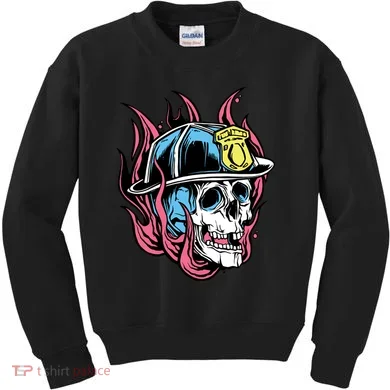 Fireman Skull Flame Kids Sweatshirt